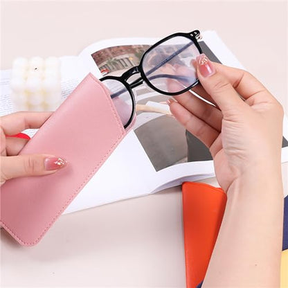 YYaaloa Soft Leather Glasses Sunglasses Cases 7x3 Inch PU Leather Travel Glasses Pouch for Women Men Kids - color: 4 Different Dark Color