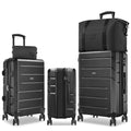 Hoteel Luggage Sets 5 Piece, 4-Yr Warranty, PC+ABS Hard Shell Expandable Suitcases with Wheels, TSA Aproved Lock and Carry on Bags, Travel Suit Case Set for Men and Women(5-Piece, Black) - color: Black, size: 5 Piece Set (Expandable 20&24&28/DB/TB)
