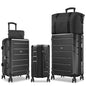 Hoteel Luggage Sets 5 Piece, 4-Yr Warranty, PC+ABS Hard Shell Expandable Suitcases with Wheels, TSA Aproved Lock and Carry on Bags, Travel Suit Case Set for Men and Women(5-Piece, Black) - color: Black, size: 5 Piece Set (Expandable 20&24&28/DB/TB)