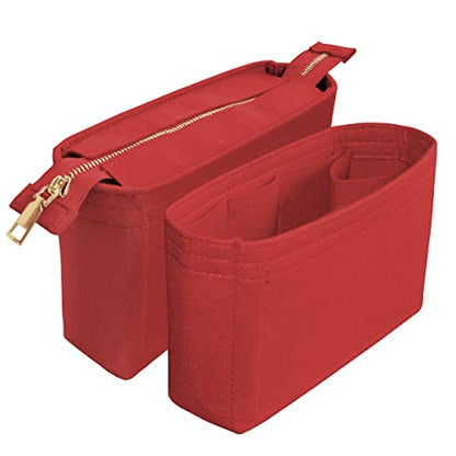 Felt Tote Bag organizer with Zipper Small Purse Organizer Insert With 2 Packs fits NeoNoe Series,Red - color: Red
