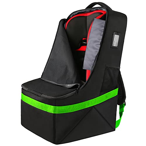 YOREPEK Car Seat Travel Bag, Padded Car Seats Backpack for Air Travel, Heavy Duty Carseat Travel Bag for Airplane, Airport Gate Check Bag (Green) - color: Green