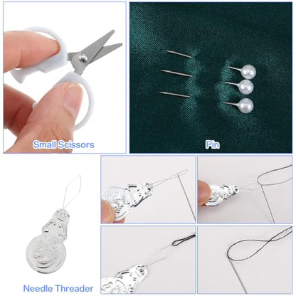 Jxiwfvl 2PCS Mini Sewing Kit Travel Sewing Kit with Scissors, Travel Emergency Portable Repair Kits DIY Supplies Beginner Friendly with Scissors, Threads, Needles
