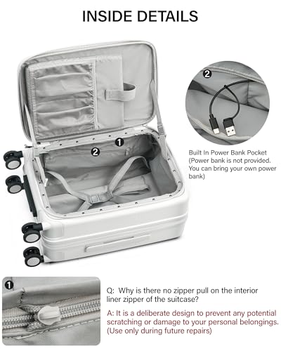 Hanke 28 Inch Expandable Checked Luggage with Cup Holder and Charger Port, Top Opening Hard Shell Large Suitcases with Wheel, Big Travel Rolling Suitcase Trunk Luggage with Lock,Smoke White - color: Smoke White, size: Expandable 28 Inch