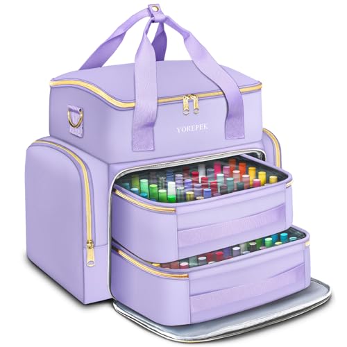 YOREPEK Extra Large Nail Polish Organizer Case Holds 96 to 100+ Bottles (15ml/0.5 fl.oz) UV lamp, Gel Polish Travel Case Bag with 2 Removable Pouches Fits Nail Suppiles, Gifts for Manicurist, Purple - color: Purple-96bottles