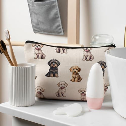 Cavapoo Dog Makeup Bag, Cavapoo Lovers Gifts Cosmetic Bag for Women, Dog Mom Lovers Owner Gifts for Women Christmas, Pet Lover Gift Zipper Travel Makeup Pouch for Purse - color: cavapoo