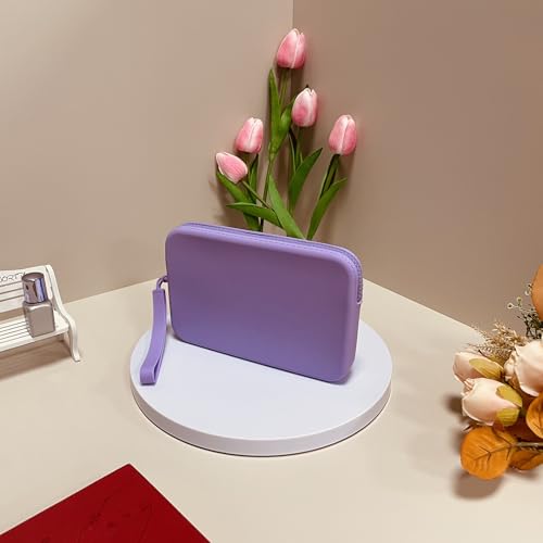 Large Silicone Multifunctional Essential Bag Portable Travel Makeup Bag for Women Men Cards Cash Bag Zipper Pouch (Purple) - color: Purple