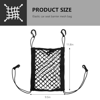 2-Layer Car Mesh Organizer, Seat Back Net Bag Stretchable Barrier of Backseat Pet Kids, Four-Side Elastic Storage Netting Pouch Cargo Tissue Purse Holder Between Front Seats - color: 2-Layer Two-Side