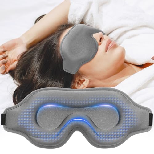 Sleep Eye Mask for Men Women, Weighted Sleeping Mask for Side Sleeper, Travel Blackout Night Blindfold Eye Shade Cover with Adjustable Strap (Silver Gray) - color: Silver Gray