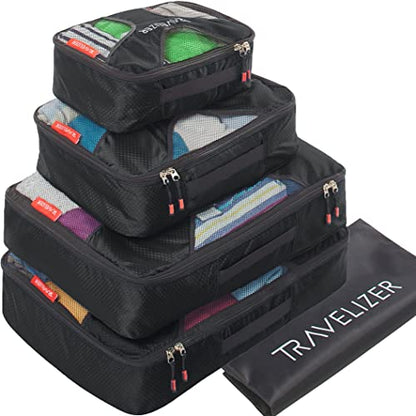 Travel Packing Cubes 5 pcs Luggage Organizer Set for Bag & Suitcase - color: Anthracite