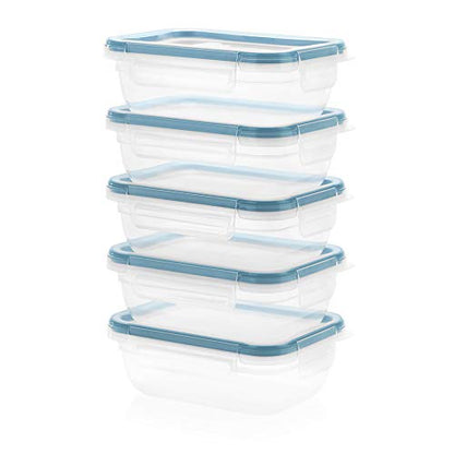Snapware Plastic Total Solutions (5-Pack, 3 Cup) Food Storage Containers Set, Airtight & Leakproof Plastic Locking BPA-Free Lids Tupperware, Freezer Dishwasher Microwave Safe - size: 5 Pack, style: 3 Cup