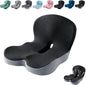 Orthopedic Cushion,Ergonomic Memory Foam L-Shaped Integrated Seat Cushions with Adjustable Strap,Ultra Breathable Non-Slip Design for Office Chair,Car,Wheelchair (Black+Gray) - color: Black+gray