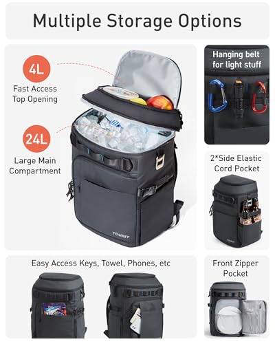 TOURIT Cooler Backpack 32 Cans Large Capacity Insulated Backpack Cooler Bag for Men Women to Picnic, Hiking - color: Light Gray