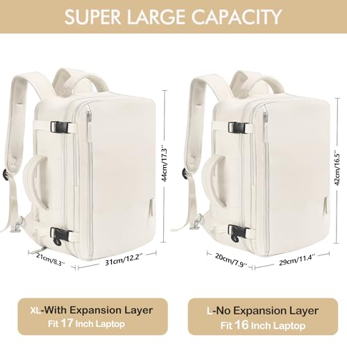 Beraliy Travel Backpack Airline Approved, Carry on Backpack, 16 Laptop Backpack, Waterproof Weekender Bag, Casual Daypack, Hiking Backpack, Beige - color: Beige, size: Large
