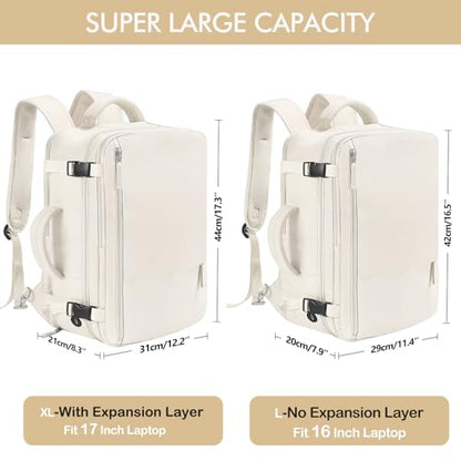 Beraliy Travel Backpack Airline Approved, Carry on Backpack, 16 Laptop Backpack, Waterproof Weekender Bag, Casual Daypack, Hiking Backpack, Beige - color: Beige, size: Large
