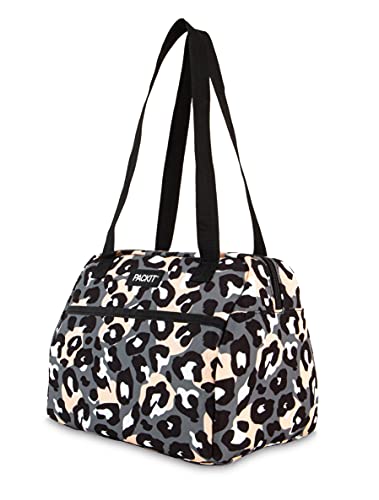PackIt Freezable Hampton Lunch Bag, Wild Leopard Gray, Built with EcoFreeze Technology, Collapsible, Reusable, Zip Closure with Front Pocket and Shoulder Straps, Perfect for Tweens and Adults - color: Wild Leopard Gray