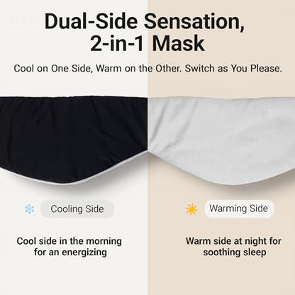 Soft Reversible Cotton Eye Mask, Obsidian Black&Grey Full-Coverage Adjustable Breathable Wrap, Ultra-Light Total Blackout Blindfold for Travel Nap, Ready-to-Gift Set for Women Men Couples Adults - color: Obsidian Black