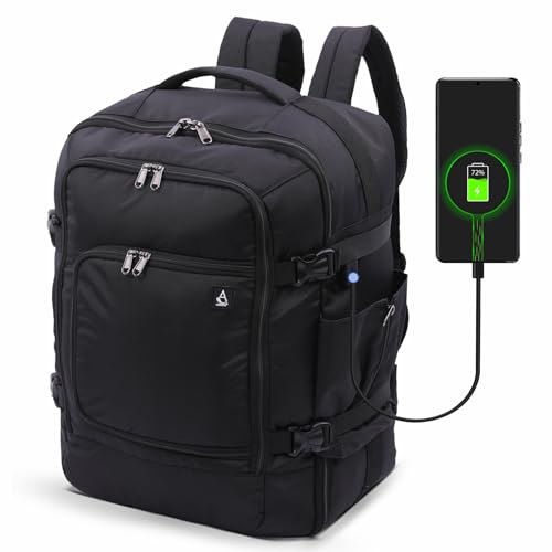 Aerolite AA & Delta Airlines Travel Backpack for Adults - Maximium Size Personal Item Backpack 18”x14”x9” with YKK Zippers | Lightweight & Eco Friendly Shoulder Backpack with USB Charging Port - size: 18x14x9" AA/Delta