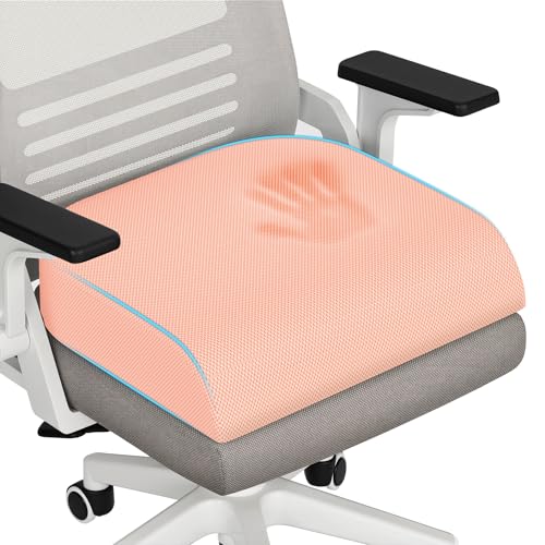 TranquilRelax XLarge Seat Cushion, Memory Foam Cushion for Long Sitting Hours on Office Chair, Home & Car, Non-Slip Chair Pad for Relieving Back & Sciatica & Hip & Coccyx Pain (Pink) - color: Pink, size: X-Large