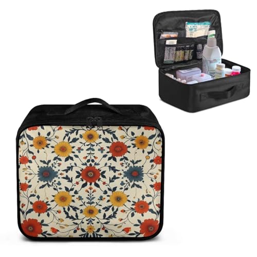 Empty First Aid Bag Flower Design Medical Bag Empty Large Capacity for Home Office and Travel Use Lightweight Washable Soft Fabric Organizational Pouch for Emergencies - color: Flower