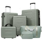 Merax Luggage Set 6 Piece,Lightweight Hardshell Suitcase with Double Spinner Wheels Handle Password Lock,14 IN Cosmetic Case 20/24/28 IN Luggages with Duffel Bag and Toiletry Bag,Light Green - color: Light Green, style: 14+20+24+28+bags