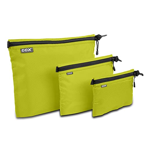 GOX 3 Pack Travel Toiletry Bag for Men Carry On Packing Organizer Zipper Pouch Portable Cosmetic Pouch Accessory Document Electronics (Green) - color: Green