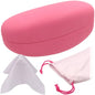 MyEyeglassCase® Large Hard Sunglasses Case | fits Large curved Sunglasses, with microfiber bag and cleaning cloth - color: Pink Distressed