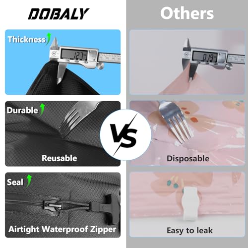 2PC Professional Vacuum Bags for Travel, Dobaly IP67 Reusable Vacuum Compression Bags for Suitcases and Backpack Space Saver Vacuum Bags Lightweight&Durable(2 Medium No Pump)