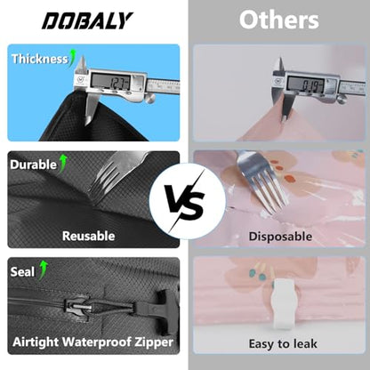 2PC Professional Vacuum Bags for Travel, Dobaly IP67 Reusable Vacuum Compression Bags for Suitcases and Backpack Space Saver Vacuum Bags Lightweight&Durable(2 Medium No Pump)