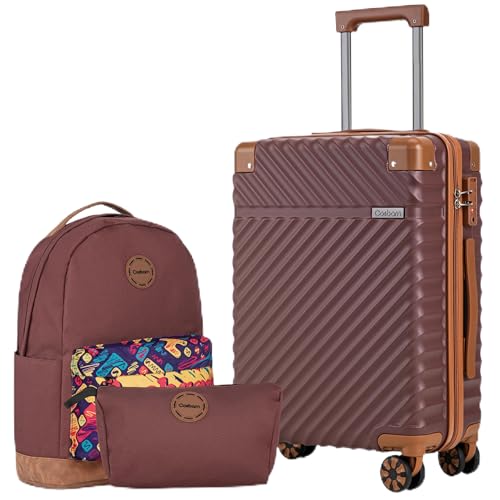 Cosbarn Carry On Luggage 22x14x9 Airline Approved, Hardside 20 Inch Carry on Suitcases with Wheels, Hard Shell ABS Lightweight Carry on Luggage Set, Travel Suitcase Set with TSA Lock, Burgundy - color: Burgundy, size: 3 Piece Sets (20/BP/TB)