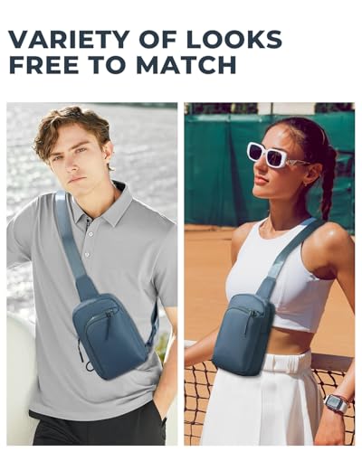 CHOLISS Small Crossbody Bags for Women and Men, Sling Bag for Women and Men Trendy, Fanny Packs Chest Bag with Extended Strap - color: Lake Blue