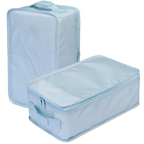 Travel Shoe Bags, Foldable Waterproof Shoe Pouches Organizer-Double Layer (2 Blue Shoe Bags) - color: Blue, size: 2 Packs