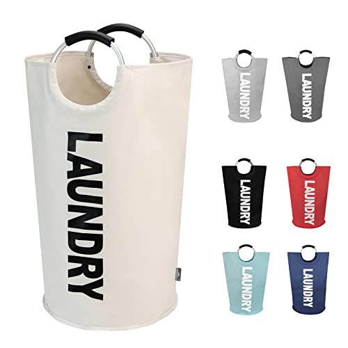 DOKEHOM 125L X-Large Laundry Basket, Collapsible Laundry Bag, Freestanding Tall Clothes Hamper, Foldable Washing Bin (Beige) - color: Beige, size: 125L