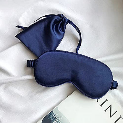 Silk Satin Sleeping Eye Mask, Navy Sleep Eye Night Blindfold for Women and Men, Soft Breathable Blackout Eyeshade Eye Cover for Travel, Wedding Bridesmaid Gift - color: Navy