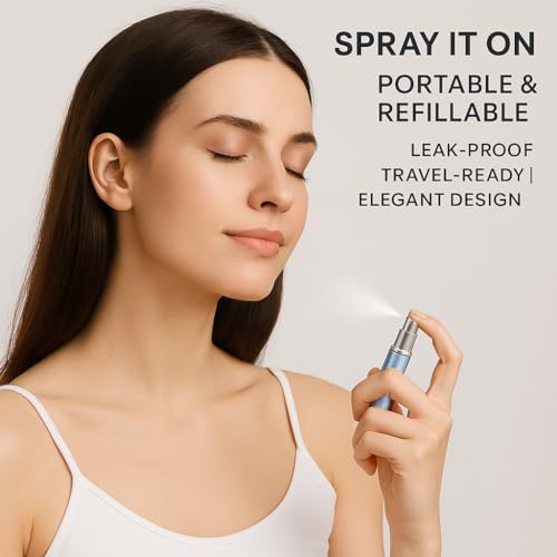 Mini Refillable Perfume Atomizer 5ml – Travel-Size Spray Bottle for Fragrance, Easy Refill, Leak-Proof Design, Compact Scent Dispenser for Purse or Pocket (Pack of 2)