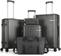 Hoteel Luggage Sets 5 Piece, 4-Year Warranty, Durable Suitcase Set with Spinner Wheels, 100% PC Hard Shell Lightweight Luggage with TSA Lock, Large Checked Travel Suitcases, Black(20/24/28/DB/TB) - color: Black, size: 20/24/28/TB/（DB/BP）