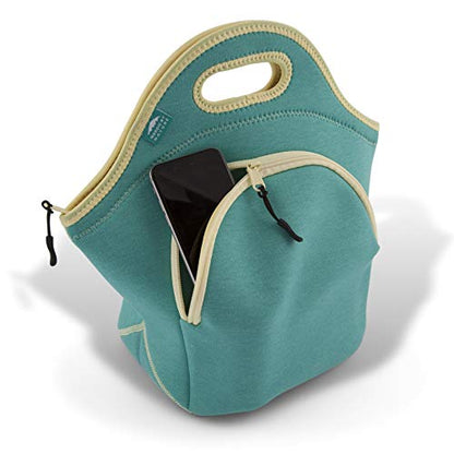 Nordic By Nature Insulated Neoprene Lunch Bag, Soft & Foldable Washable & Reusable Extra-Pocket (L) Lagoon - color: Lagoon, size: Large