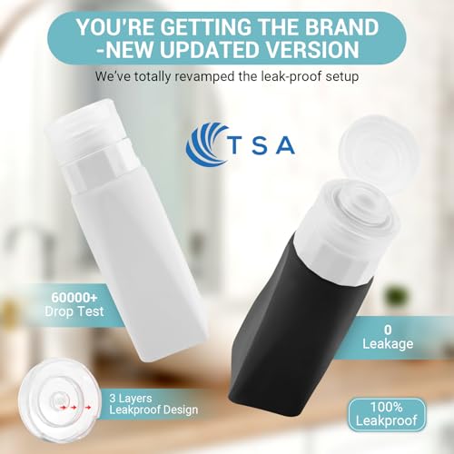 Travel Bottles Leak Proof,3 oz TSA Approved Silicone Squeezable, Refillable Containers Set for Toiletries Shampoo Conditioner Lotion (travel bottles black) - color: Black