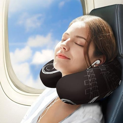 Treble Love and Music Travel Pillow Neck Rest Memory Foam U-Shaped Pillow Soft Comfortable Travel Neck Pillow Sleeping Rest Cushion Travel Accessories for Airplane Car Office