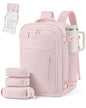 LOVEVOOK Travel Backpack for Women Men with Garment Bag, 40L Carry on Backpack as TSA Personal Item Flight Approved, Luggage Daypack Fits 17.3" Laptop, Overnight Business Weekender Travel Essential - color: Light Pink, size: 40L-17.3 Inch-4Pcs