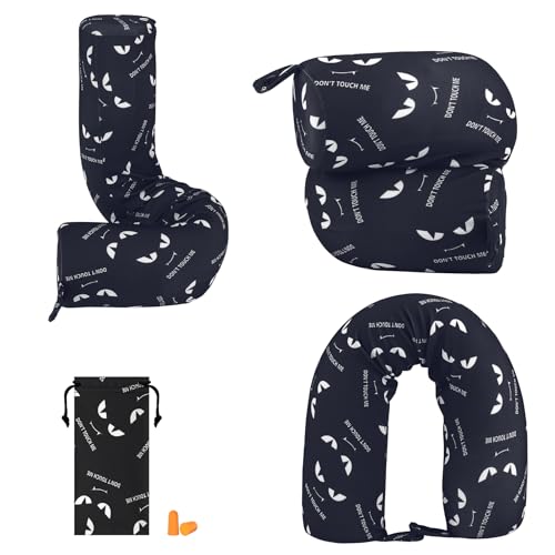 bvya Twist Memory Foam Travel Pillow for Neck, Chin, Lumbar and Leg Support-for Travling or at Home-Adjustable, Bendable Roll Pillow with Washable Elastic Polyester Cover & Eye Mask & Small Pouch - color: New Set #H