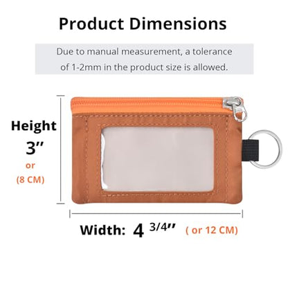 RFID Blocking Travel Wallet with Adjustable Lanyard, Small Nylon Zipper Pouch and Badge Holder for ID, Credit Cards, Cash, Keys, Commuters (Almond+Rust) - color: Almond+Rust