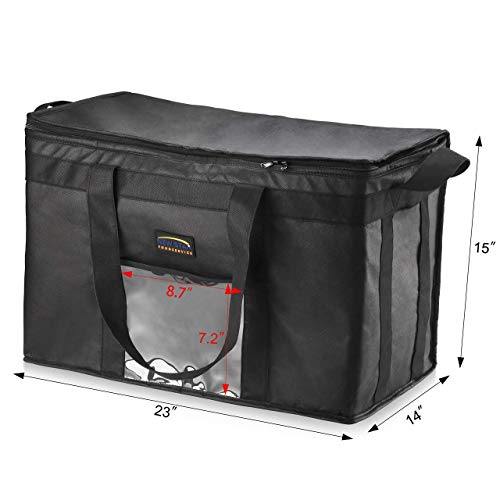 New Star Foodservice Commercial Insulated Food Delivery Bag, Extra Large, 23 x 15 x 14 Inch, Black - size: 23" W x 15" H x 14" D