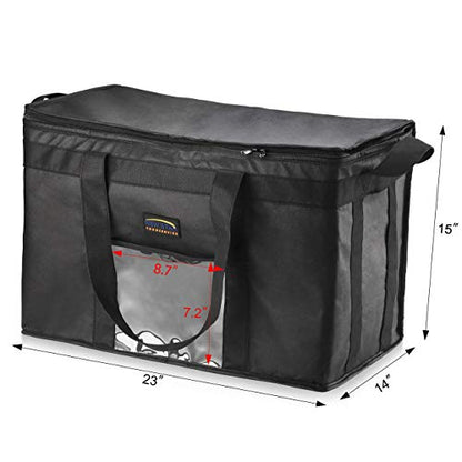 New Star Foodservice Commercial Insulated Food Delivery Bag, Extra Large, 23 x 15 x 14 Inch, Black - size: 23" W x 15" H x 14" D