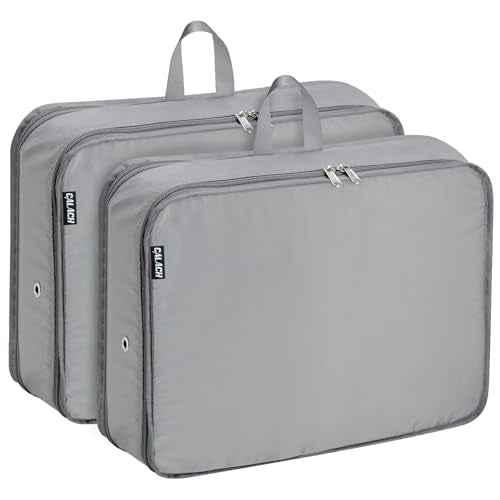 Compression Packing Cubes for Travel Essentials, 2pc Expandable Travel Cubes for Packing Bags Suitcase Organizer, Grey - color: Grey, size: Large