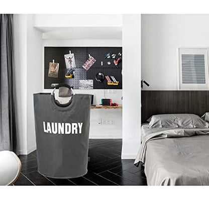 DOKEHOM 160L XX-Large Laundry Basket (7 Colors), Collapsible Laundry Bag, Foldable Laundry Hamper, Folding Washing Bin (Dark Grey, XXL) - color: Dark Grey, size: 160L