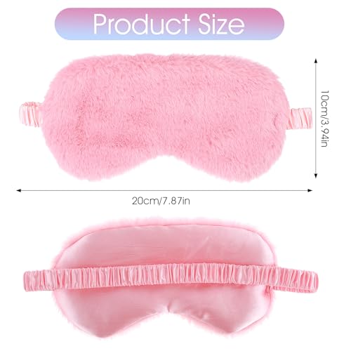 2 Pcs Plush Eye Mask Soft Sleeping Blindfold Eye Cover Comfortable Furry Faux Fur Sleeping Mask Satin Nap Night Eyeshade Cover for Women Men Gift (Blue, Pink) - color: Blue&pink