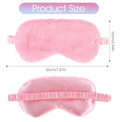 2 Pcs Plush Eye Mask Soft Sleeping Blindfold Eye Cover Comfortable Furry Faux Fur Sleeping Mask Satin Nap Night Eyeshade Cover for Women Men Gift (Blue, Pink) - color: Blue&pink