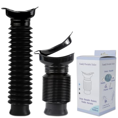 Pee Bottles for Men, Portable Urinal for Men, Collapsible Urine Bottle 750ML, Car Urinals for Men and Women, Emergency Urinal Shrinkable Pocket Toilet for Travel, Camping, Traffic Jam, Road Trips - color: Black