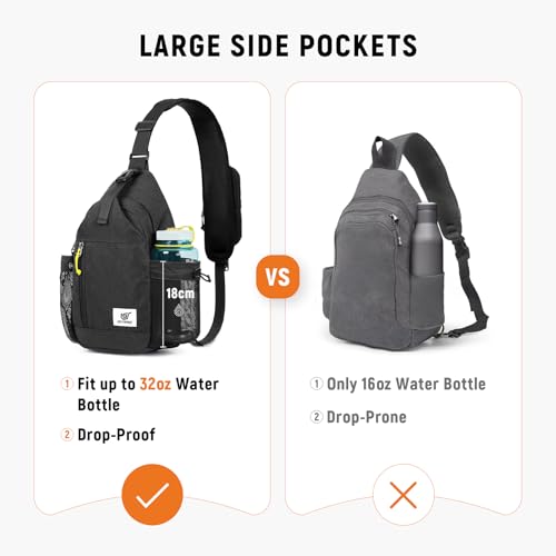 SKYSPER Sling Bag Anti-Theft Crossbody Bag RFID Travel Cross Body Shoulder Sling Backpack - color: Black