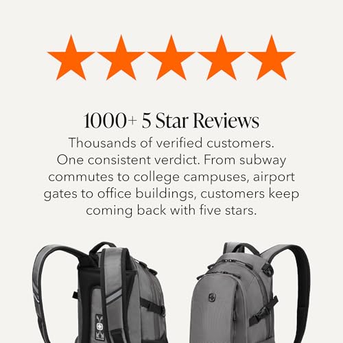 SWISSGEAR City Pack Backpack, Slim Profile Daily Carry, Airflow Back Panel, Tablet Pocket, and Lay-Flat Organizer, Grey Ballistic, 15.9L, 18-Inch - color: Grey Ballistic